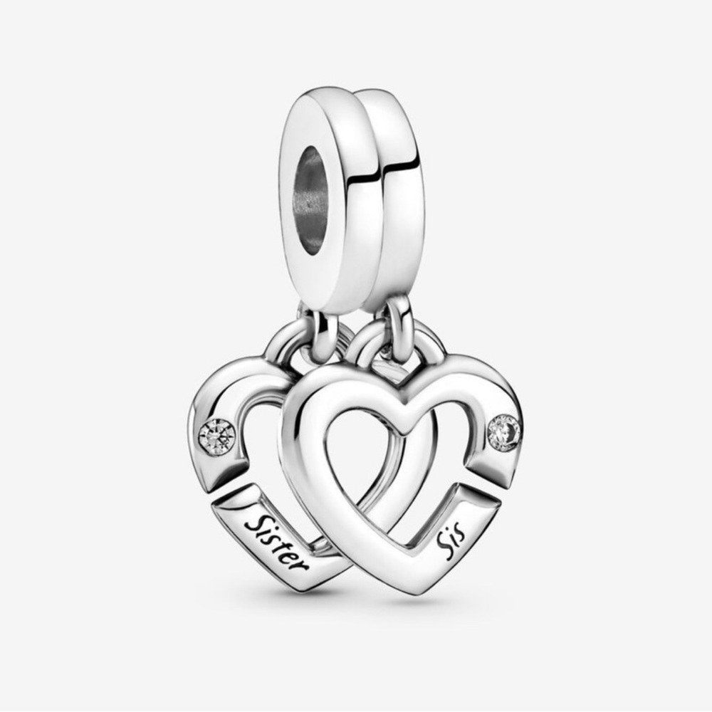 Pandora Linked Sister Hearts Split Dangle Charm
